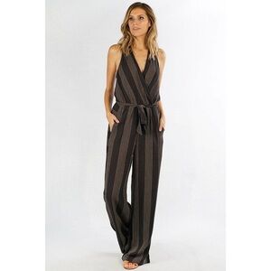 Love Stitch Brown Stripe Jumpsuit Size: S